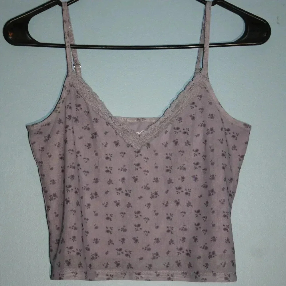 Hollister Camisole with Lace Lilac Floral Print